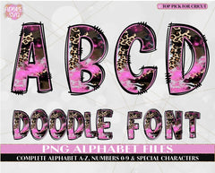Glitter Western Cheetah Doodle font, HandDrawn Doodle Font, Sublimation Font PNG, Patterned Alphabet, HandDrawn Doodle font, Doodle Alphabet