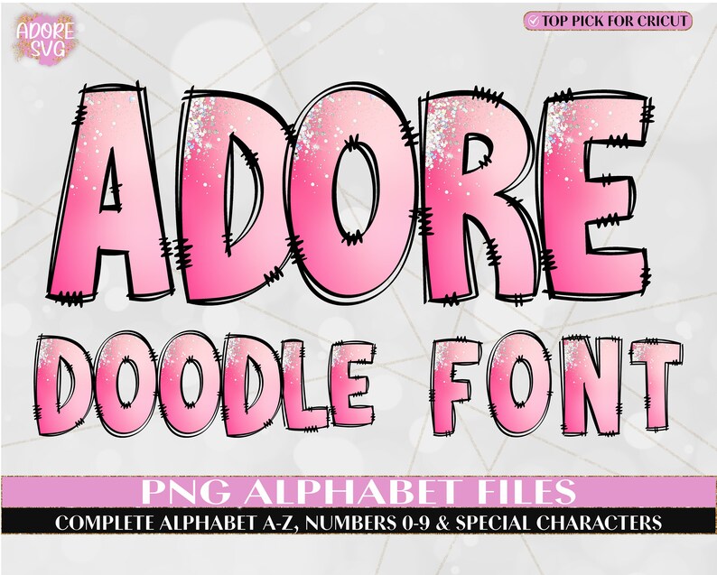 Holographic Glitter Doodle Font, Hand Drawn Doodle Font, Sublimation Font PNG, Patterned Alphabet, Hand Drawn Doodle font, Doodle Alphabet